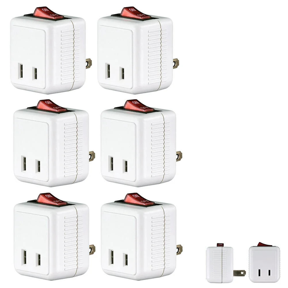 6 Pk X Single Port Outlet Wall Tap Adapter Lighted Switch Power On Off Control