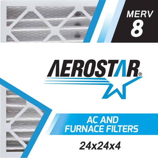 Aerostar 24x24x4 MERV 8, Pleated Air Filter, 24 x 24 x 4, Box of 6, Made in the USA