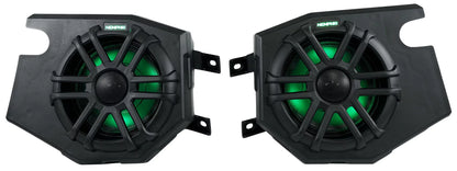 (2) Memphis Audio RZR65FE Pods+LED Tower Speakers+Amp For 2014+ Polaris RZR