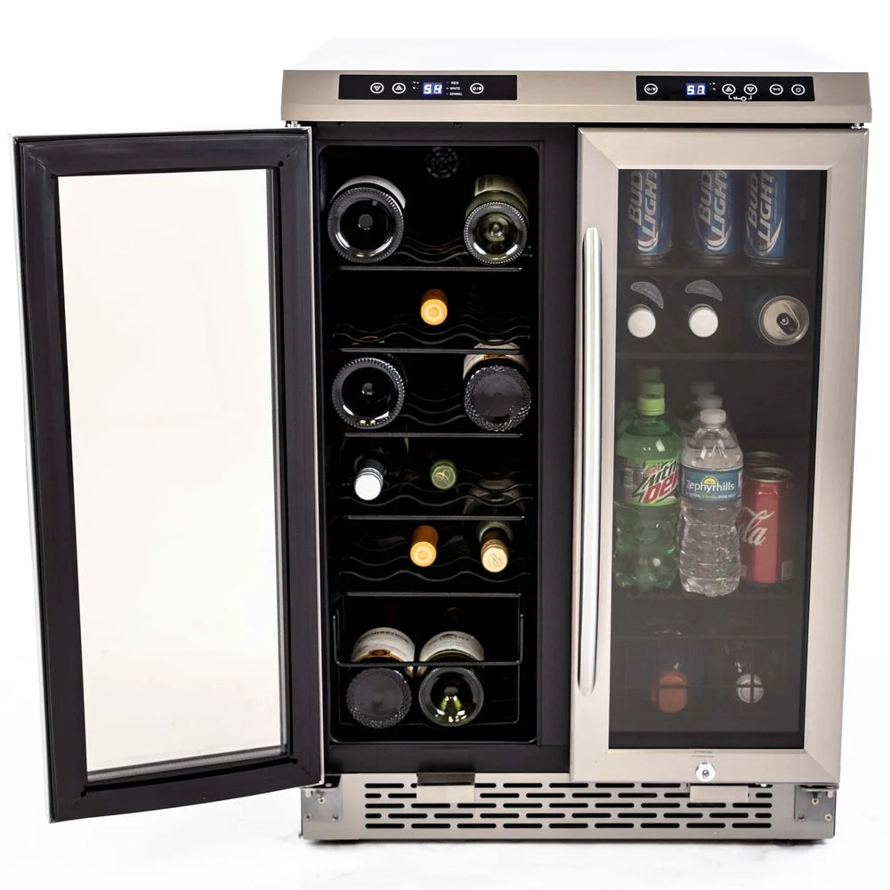 Avanti WBV19DZ 19 Bottle / 66 Can Stainless Steel Dual-Zone Wine Cooler & Beverage Center