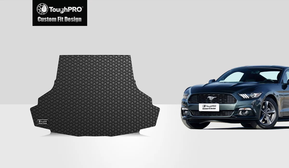 ToughPRO - Trunk Mat Compatible with FORD Mustang - All Weather Heavy Duty (Made in USA) - Black Rubber - 2017