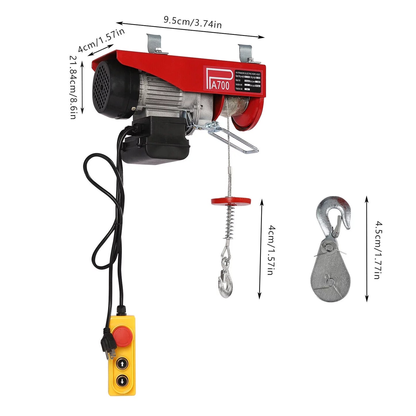 110V Electric Hoist Winch Portable Electric Winch 1543lbs Wire W/ Remote Control