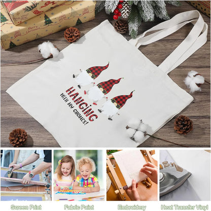 120 Pieces Cotton Tote Bag Bulk 13 x 15 Inch Blank Shopping Cloth Bags Reusable with Long Handle for Women Men DIY (White)