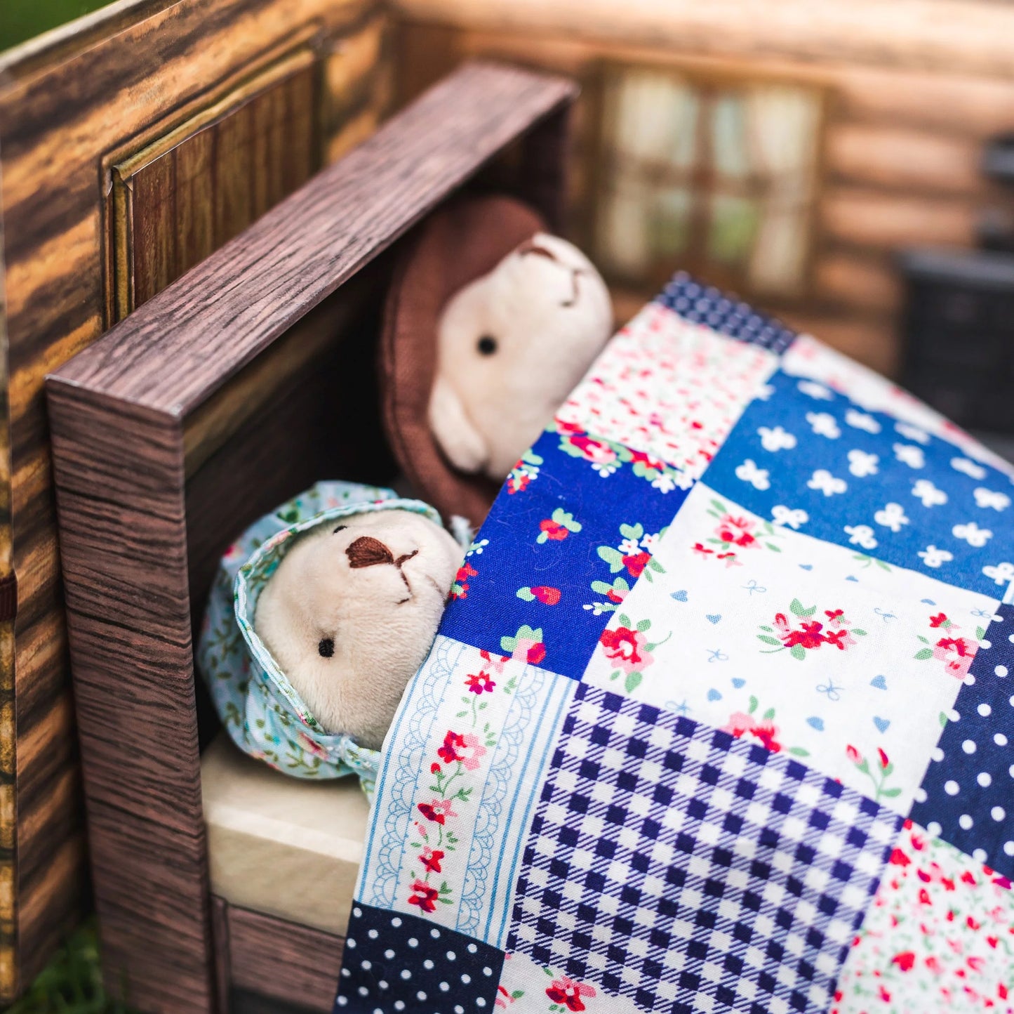 The Queen's Treasures My First Little House on The Prairie Handmade Toddler Ingalls Bear Family & Cabin Play Set & Accessories