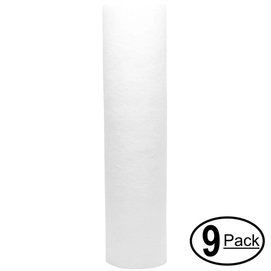 9-Pack Replacement for Whirlpool WHKF-DWH Polypropylene Sediment Filter - Universal 10-inch 5-Micron Cartridge for Whirlpool Standard Filtration System - Denali Pure Brand