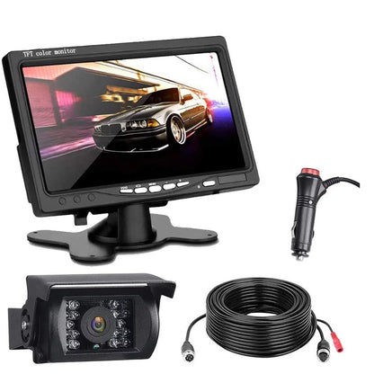 Car Reversing Camera Kit 7" TFT LCD Monitor 12V-24V Night Vision Waterproof RearView Backup Camera