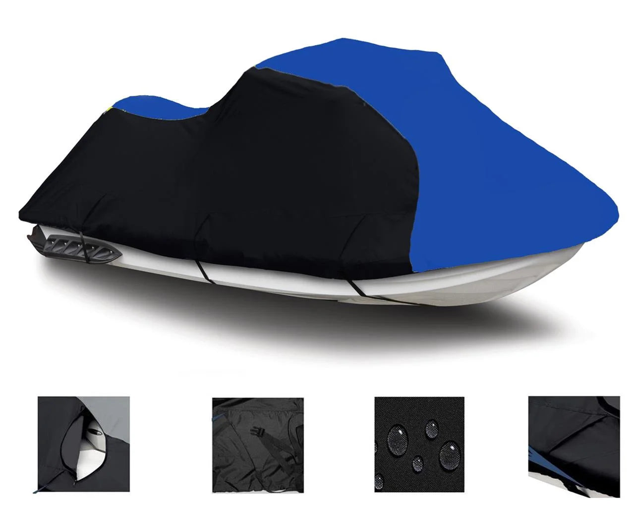 BLACK / BLUE HEAVY-DUTY Cover Compatible for YAMAHA WaveRunner Sport VX-110 2005 2006 Jet Ski Watercraft Cover