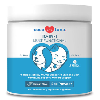 Coco and Luna 10 in 1 for Dogs and Cats - Multivitamin Powder 4oz (120g)