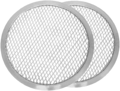 TrueCraftware- Set of 2 Aluminum 18” Pizza Baking Screen Seamless Rim- Bakeware Pizza Screen Round Pizza Pan Tray Round Baking Tray for Home Kitchen Pizzeria & Restaurants