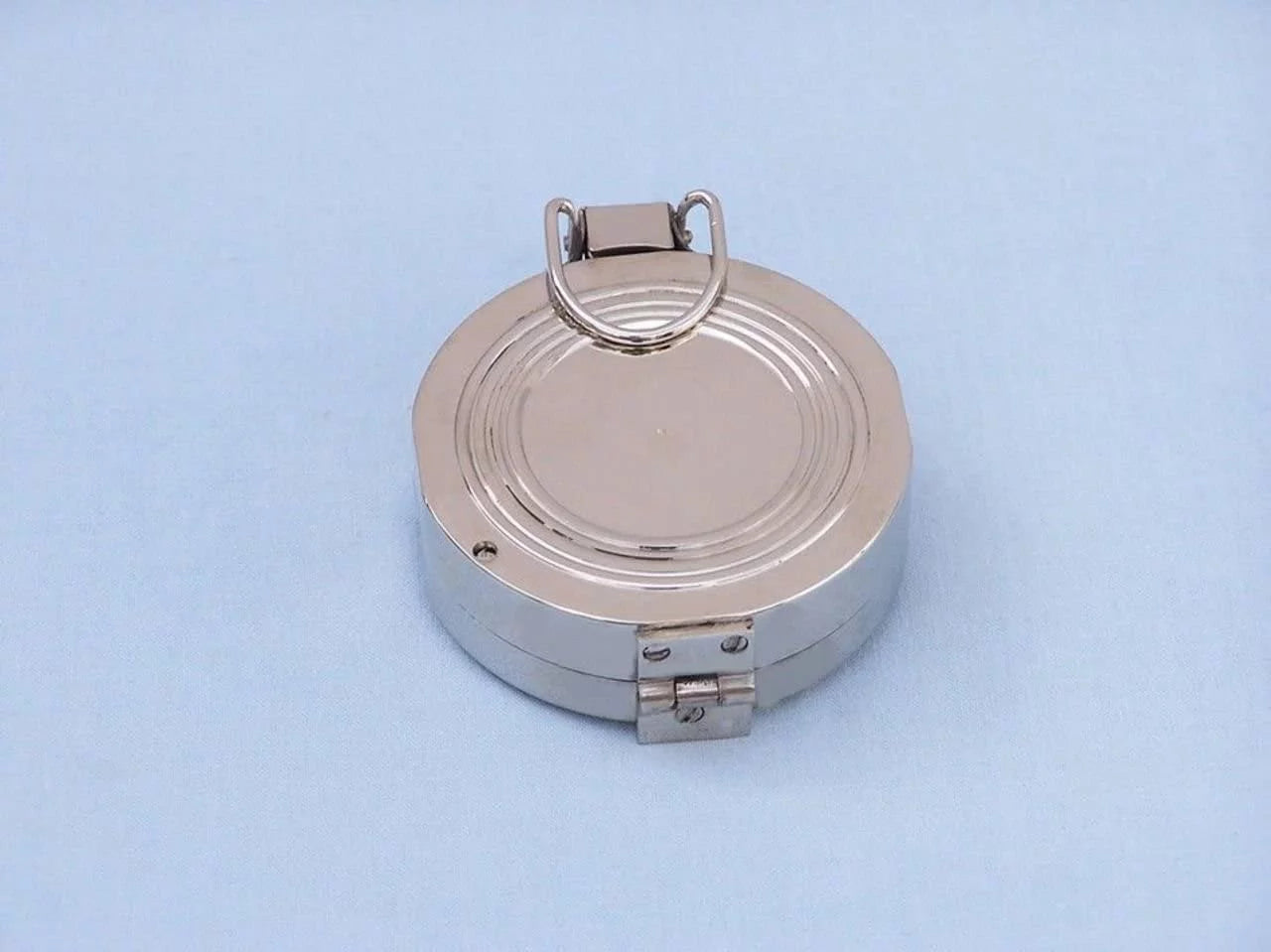 4" Circular Pocket Compass (Nickel Polished) With Black Wooden Box