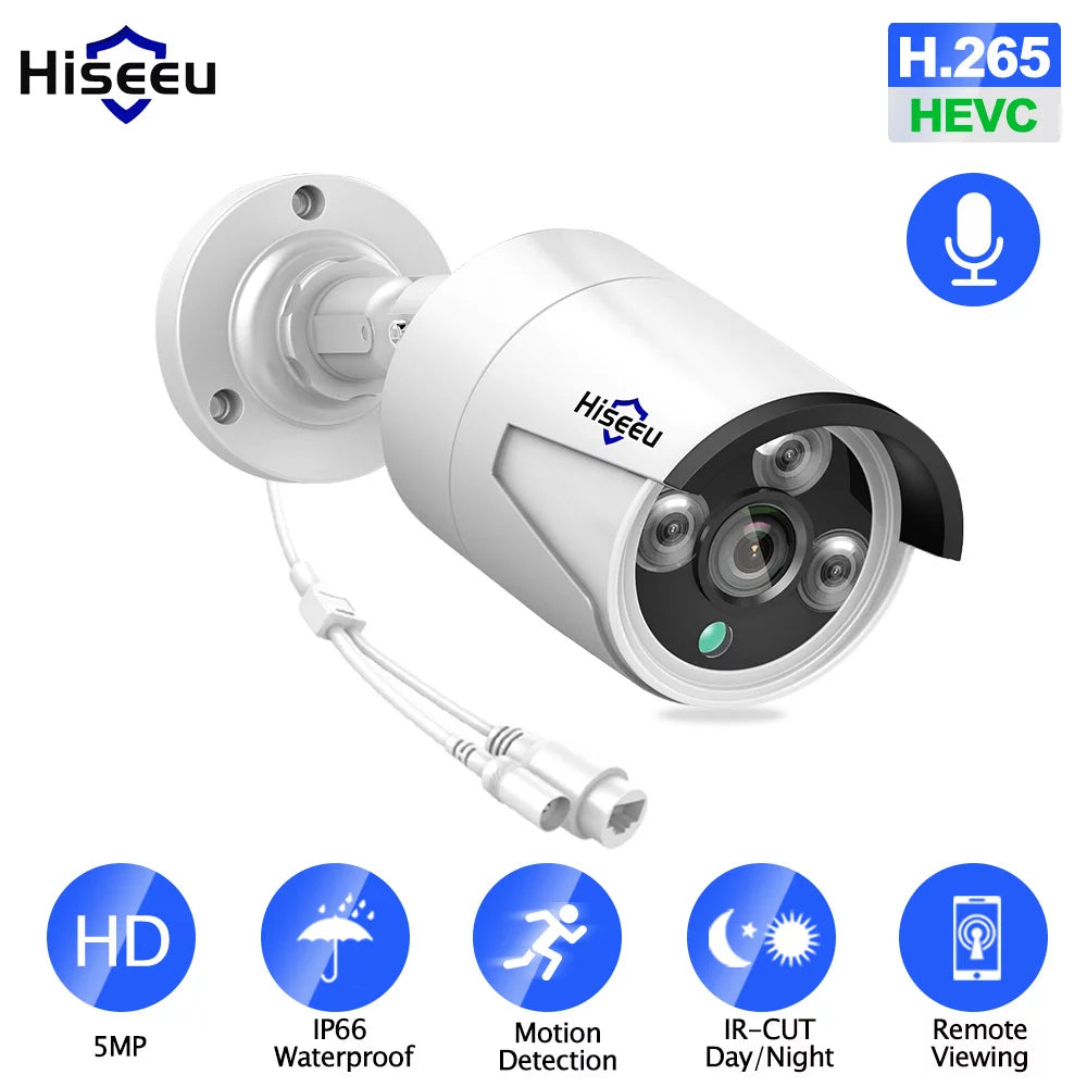 Anself 5MP Super POE Camera with Audio Night Motion Detection Remote Access IP66 Waterproof