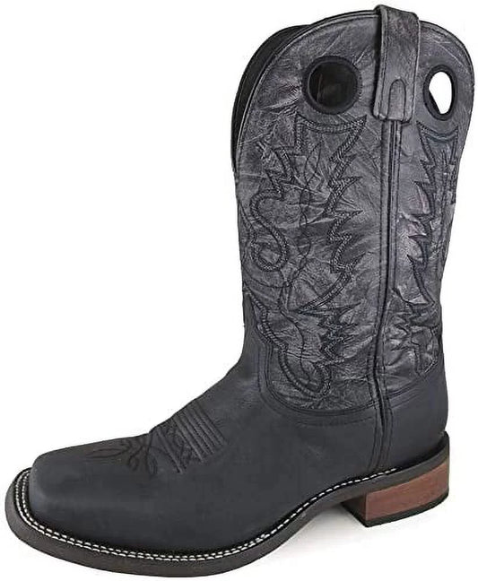 Smoky Mountain Duke Men’s Leather Western Boot, 9.5 US - Black/Black Distress