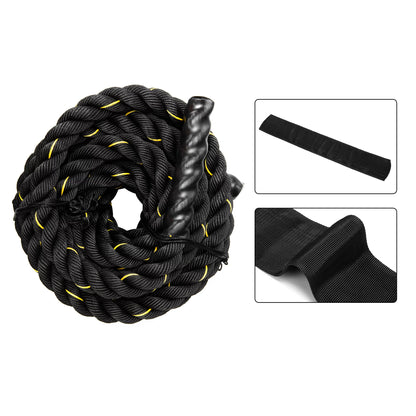 50Ft Length Fitness Battle Rope Gym Workout Strength Training Conditioning Undulation Power Exercise Combat Ropes