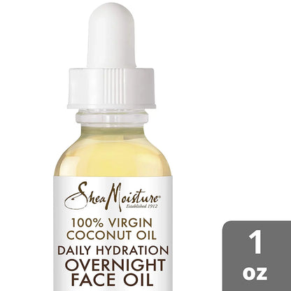 Sheamoisture Skin Care, Overnight Face Oil For All Skin Types, 100% Virgin Coconut Oil For Daily Hydration, Pack Of 2-1 Oz Ea