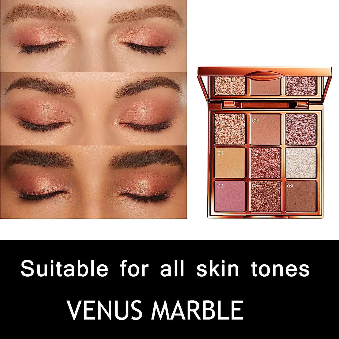 VENUS MARBLE 9 Colors Eye Shadow Matte Eyeshadow Palette Glitter Make Up Palletes Eye Makeup Beauty Glazed Eyeshadow Palette Makeup Shimmer Eye Shadow Powder(Aestheticism)