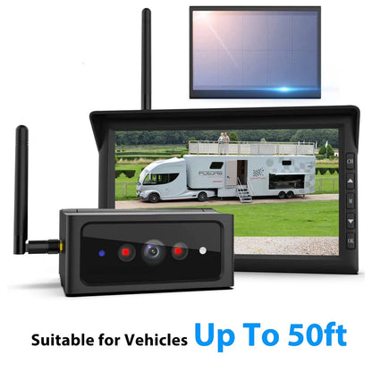 Auto-Vox Solar RV Backup Camera 2 Channel Wireless Reverse Camera Systems, 7" Monitor Rear View Back Up Camera for Campervans, Trailer