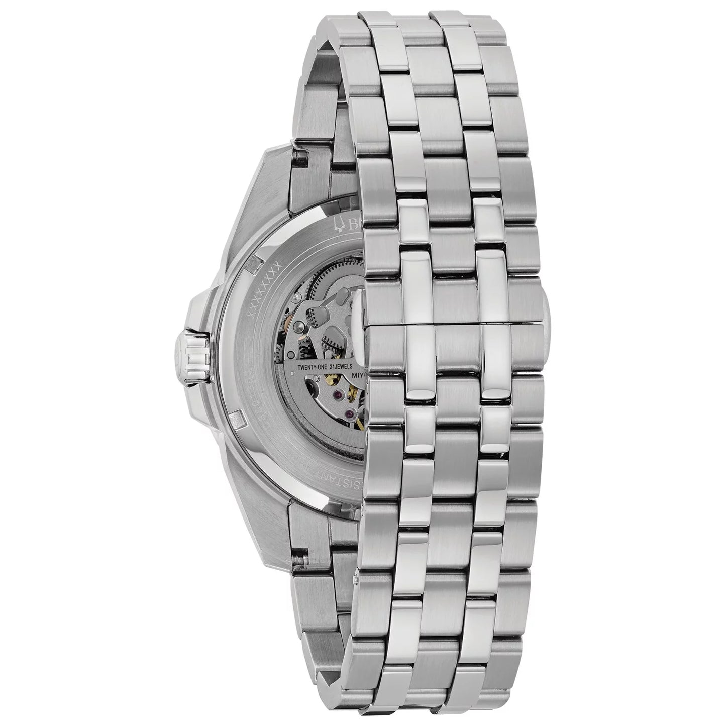 Bulova Men's Automatic Silver Skeleton Dial Stainless Steel Bracelet Watch 96A187