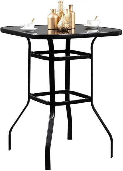 Zoey Strong Glass Bar Table For Deck Use