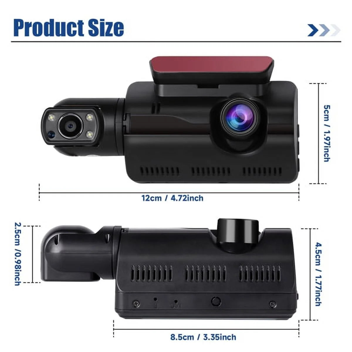 SYTHERS 1080P Dash Cam Night Vision Dash Camera Front and Rear 170° Wide Angle Loop Recording