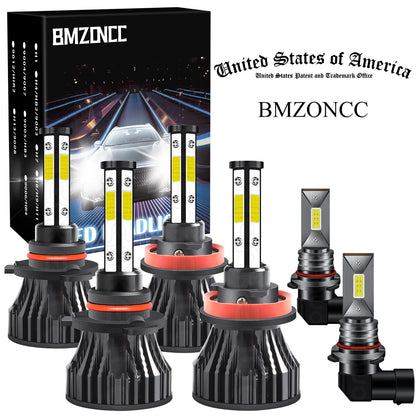 BMZONCC For Ford F-150 2015 2016 2018 2019 2020 Front LED Headlight High/Low Beam+Fog Light Bulbs 6000k