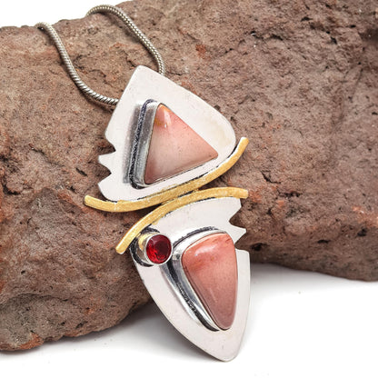 925 Silver Garnet Necklace Sterling Gemstone Rhodochrosite Rhodochrosite, 18"