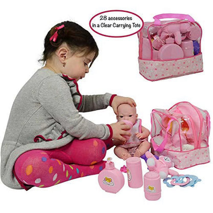 The New York Doll Collection Diaper and Feeding Bag Doll Accessories, 28 Pieces