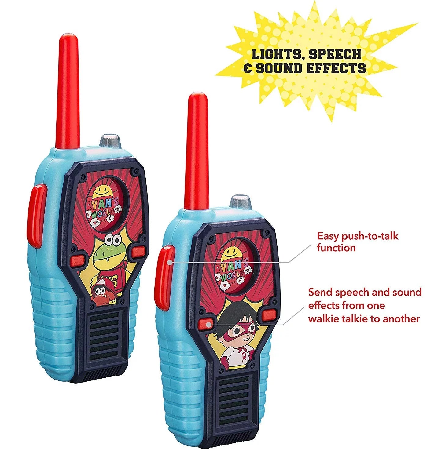 Ryans World FRS Walkie Talkies for Kids with Lights and Sounds