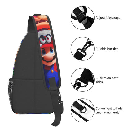 Super Mario Odyssey Chest Bags Crossbody Sling Backpack Unisex Travel Hiking Daypack Shoulder Bag Gifts For Women Men