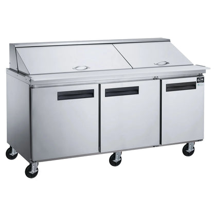 72 in. Three Door/Mega Top Sandwich Prep Table Commercial Refrigerator 17.58 cu. ft.