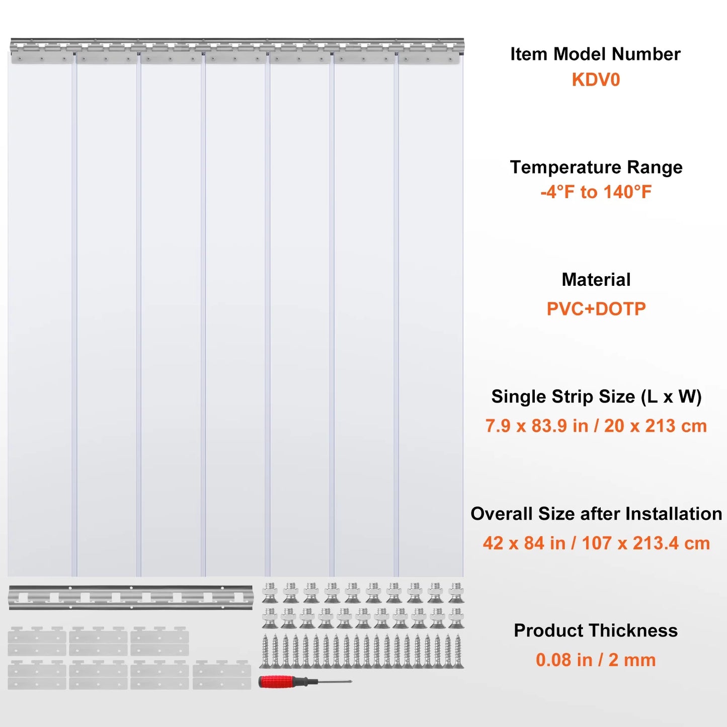 BENTISM Strip Curtain PVC Door Curtain 42" x 84" Cooler Freezer Clear Plastic