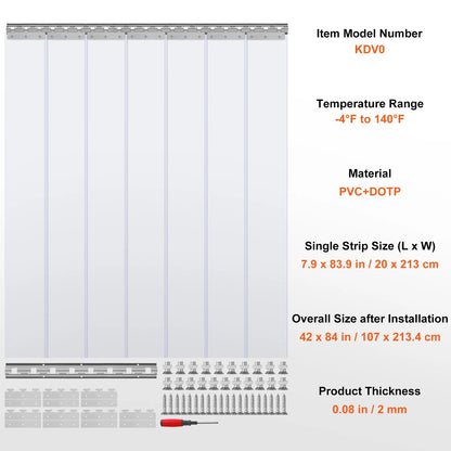 BENTISM Strip Curtain PVC Door Curtain 42" x 84" Cooler Freezer Clear Plastic