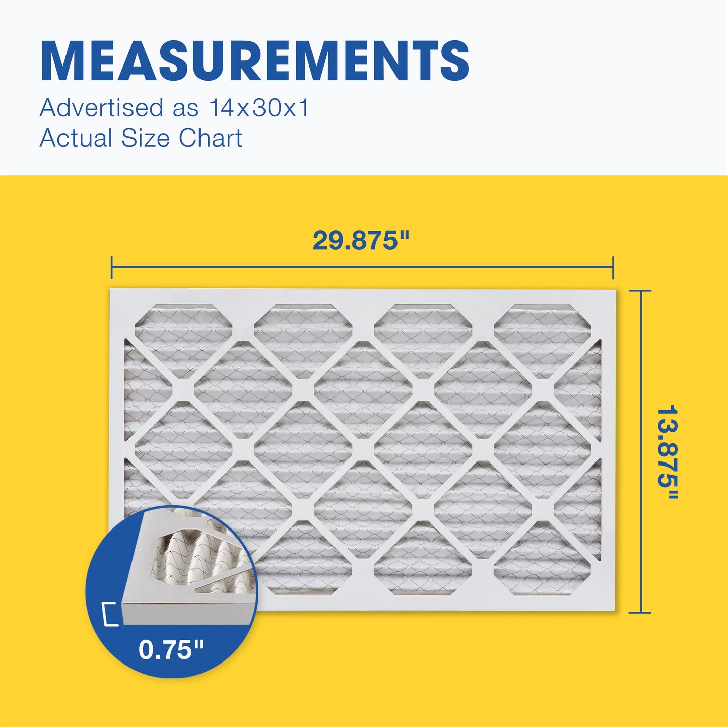 Aerostar 14x30x1 MERV 13 Pleated Air Filter, AC Furnace Air Filter, 6 Pack