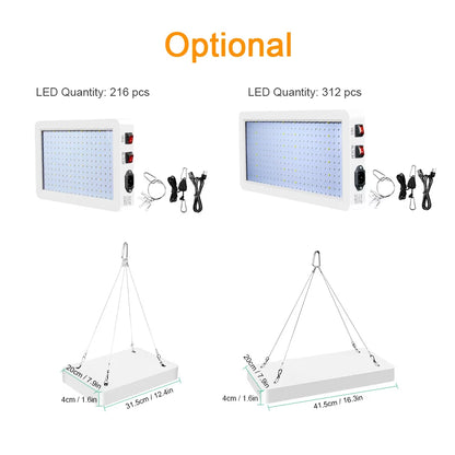 Anself 2000W Full Spectrum LED Grow Light - 312 LEDs with Veg/Bloom Dual Switch - IP65 Waterproof Indoor Plant Growing Lamp - Ideal for Seedlings, Flowers, Greenhouse Use