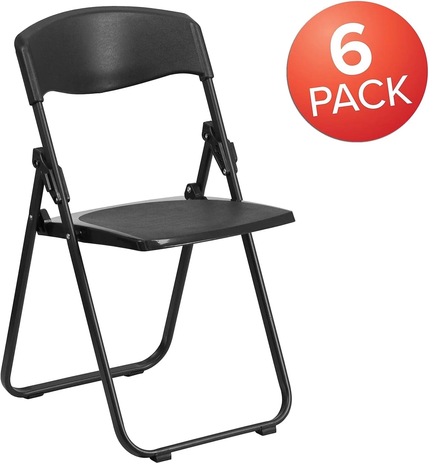 6 Pack HERCULES Series 500 Lb. Capacity Heavy Duty Black Plastic Folding Chair With Built-In Ganging Brackets