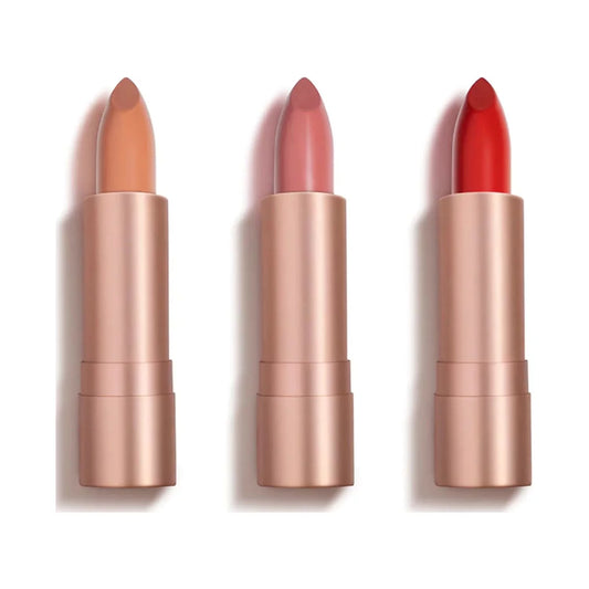 Anna Marti Cosmetics - Nude, Pink & Red 3 Shade Pigment Rich Vegan Lipstick Bundle (3 Items) Nourishing hydrating matte formula, infused with Vitamin E and Squalane.