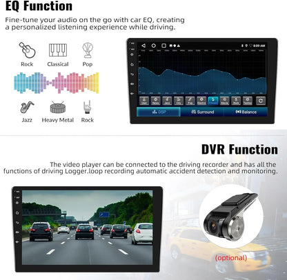 1+32G Android 13 Single Din Car Stereo, 10.1 Inch Car Radio with Bluetooth Handsfree,Wireless Carplay Wireless Android Auto,Navi,WiFi,Bluetooth,FM/RDS+ Rear Camera Microphone