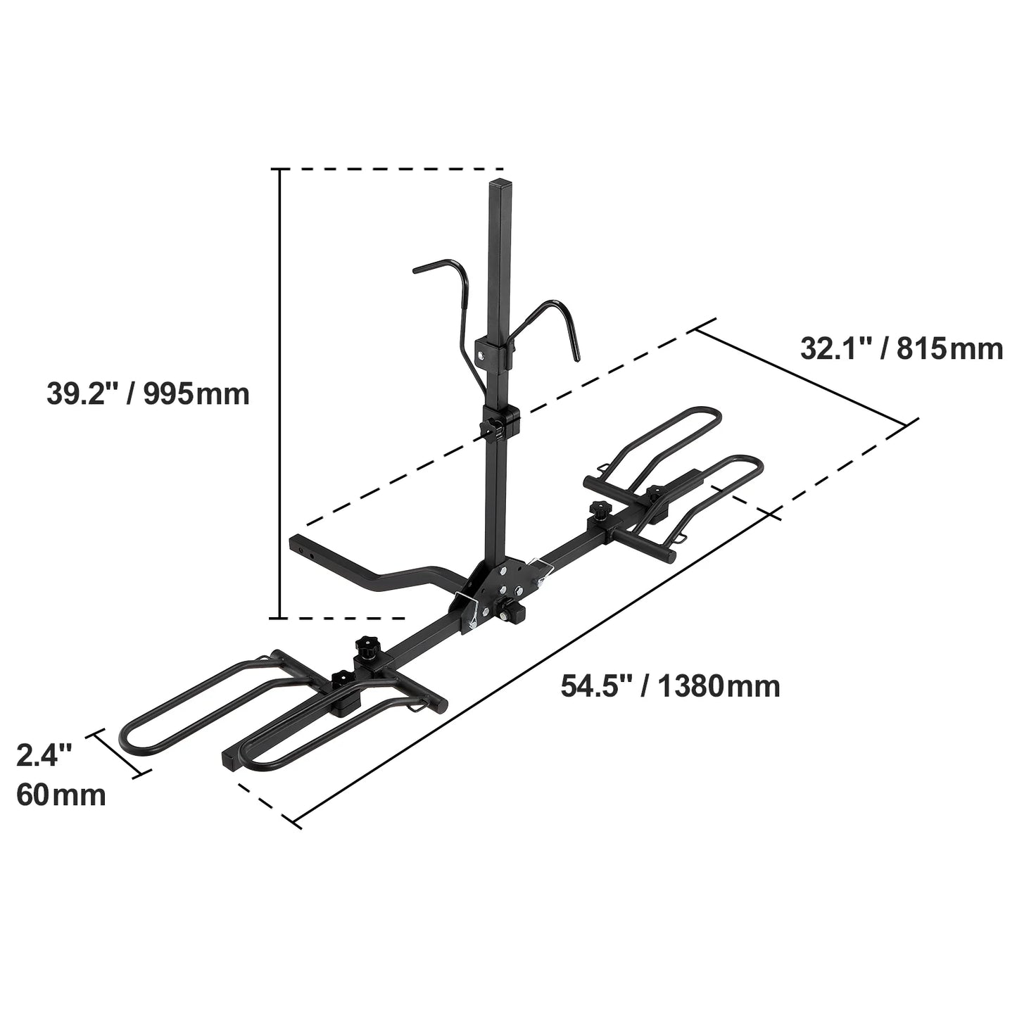 SKYSHALO Hitch Mount Folding Carrier Car Truck SUV 1.25"/2" Receiver 2-Cycle Rack