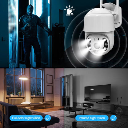 1080P Waterproof Smart WiFi Camera System - Wireless with 355° Rotation, Motion Detection, Sound & Light Alarm, Night Vision, Two-Way Communication, APP Remote Control for Home & Office Security