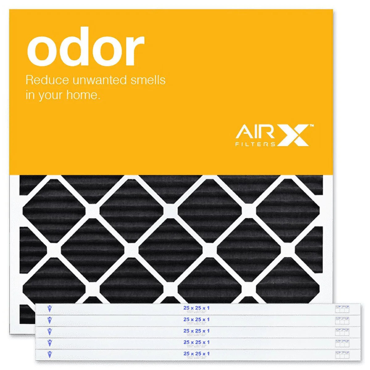 AIRx Filters Odor 25x25x1 Air Filter MERV 8 AC Furnace Pleated Air Filter Replacement Box of 6, Made in the USA