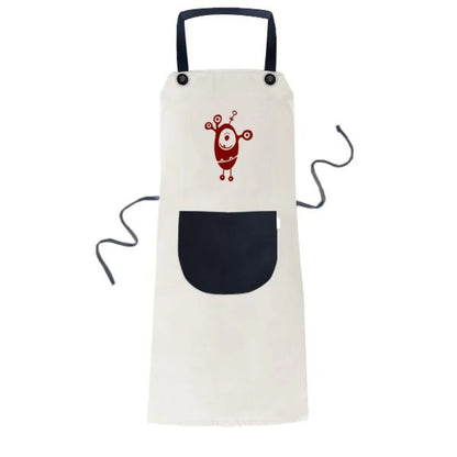 Alien Monster Creature Cyclops Apron Adjustable Bib Cotton Linen BBQ Kitchen Pocket Pinafore