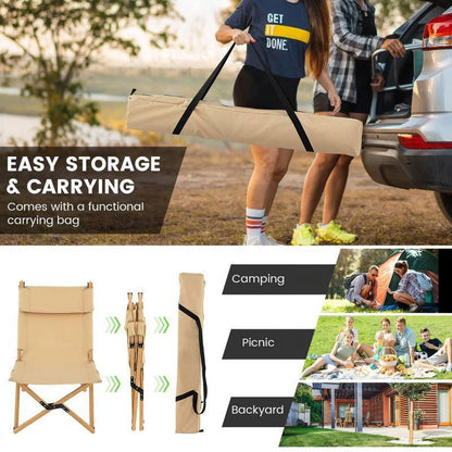 Bamboo Frame Folding Camping Chair - 21.0 - Enjoy comfort and convenience on your outdoor adventures!