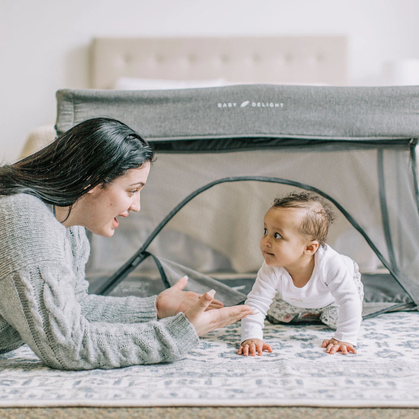 Baby Delight Deluxe Portable Crib & Playard, Charcoal Tweed