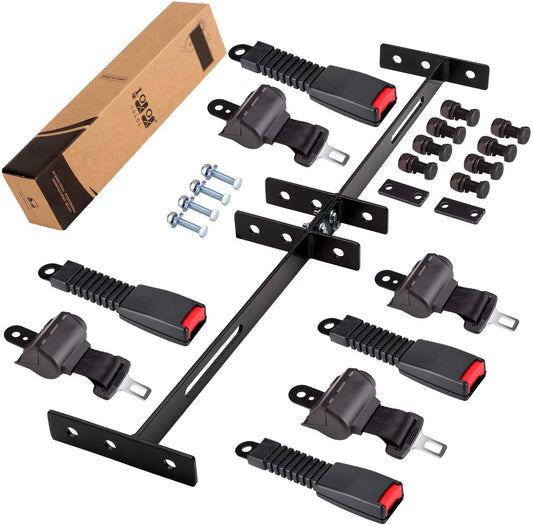 10L0L Golf Cart Chair Belts & Bracket Kit for Yamaha EZGO Club Car 4 Seater Cart, Black