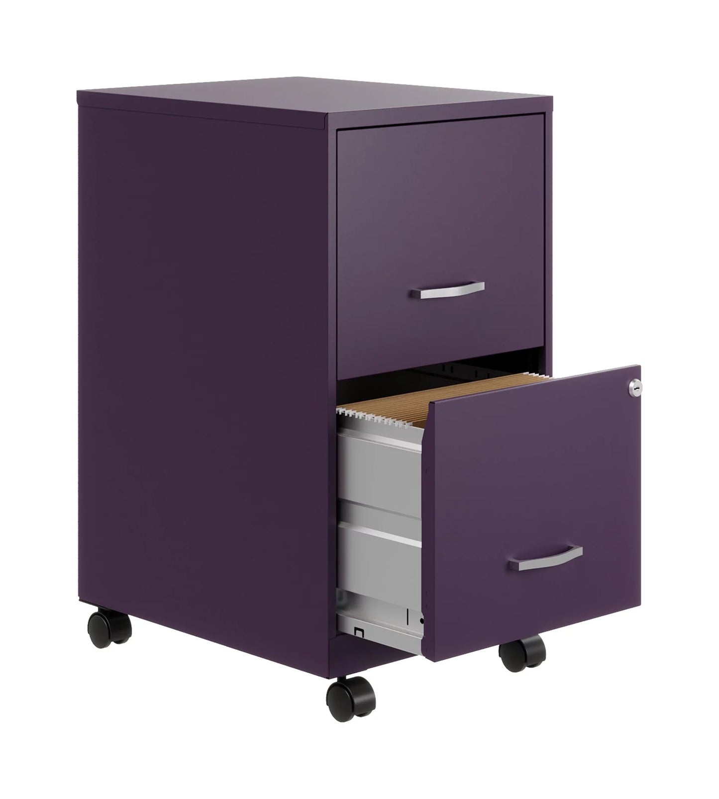 Space Solutions 18" Deep 2 Drawer Mobile Letter Width Vertical File Cabinet, Midnight Purple