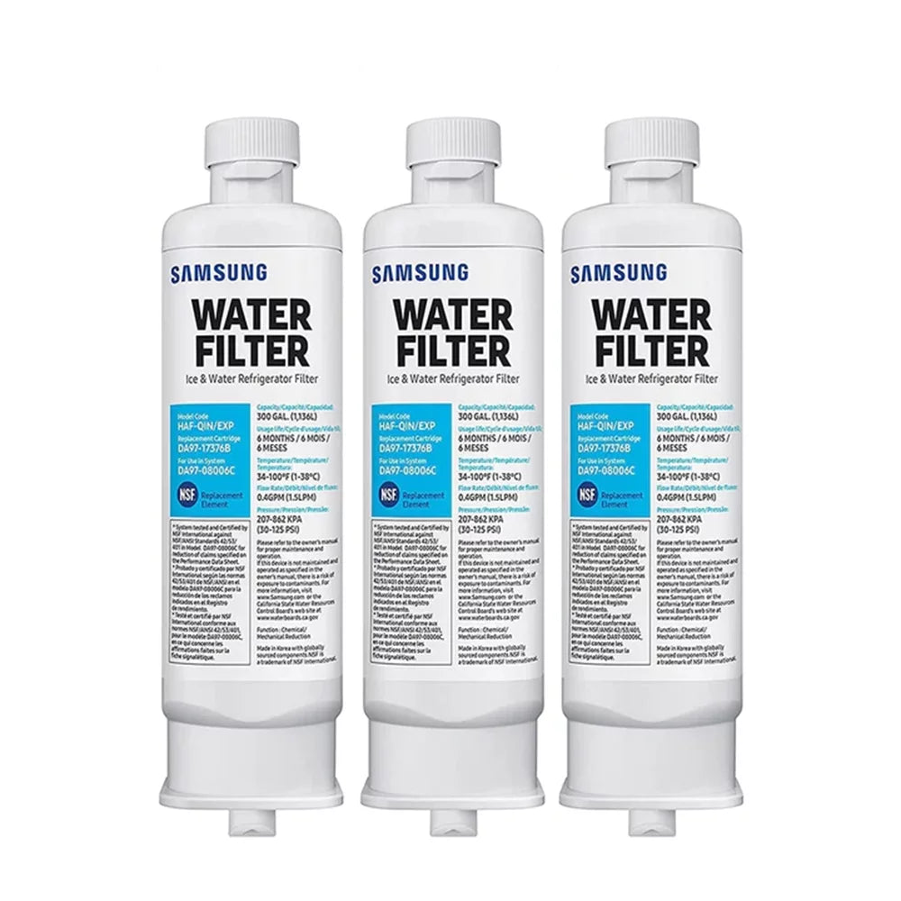 3 Pack DA97-17376B HAF-QIN, HAF-QIN/EXP, BRF365200AP/AA, DA97-08006C Refrigerator Water Filter Replacement