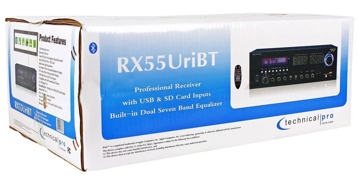 Technical Pro RX55URIBT Home Theater Bluetooth Receiver+4) 6.5" Ceiling Speakers