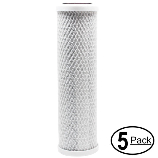 5-Pack Replacement for iSpring RCC7 Activated Carbon Block Filter - Universal 10 inch Filter for iSpring 123Filter 5-Stage 75GPD REVERSE OSMOSIS SYSTEM - Denali Pure Brand