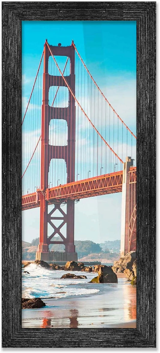 14X44 Frame Black Barnwood Picture Frame Includes UV Plexiglass, Acid Foam Backing Board And Hanging Hardware