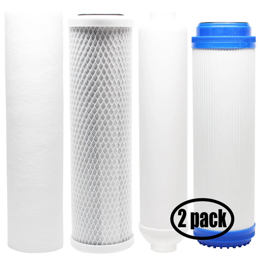 2-Pack Replacement for Filter Kit for AMPAC USA APRO-ALK RO System - Includes Carbon Block Filter, PP Sediment Filter, GAC Filter & Inline Filter Cartridge - Denali Pure Brand