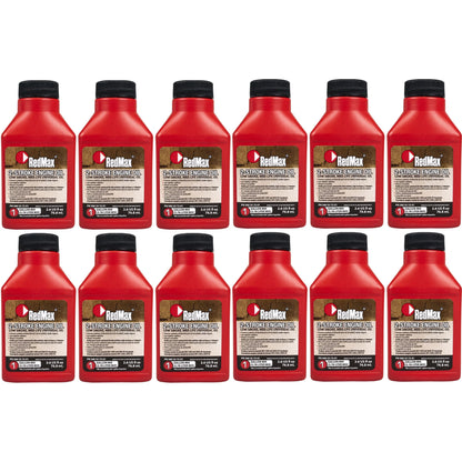 12pk 2.6oz Bottles RedMax Synthetic 2 Stroke Cycle Oil w/ Fuel Stabilizer 50:1 1gal